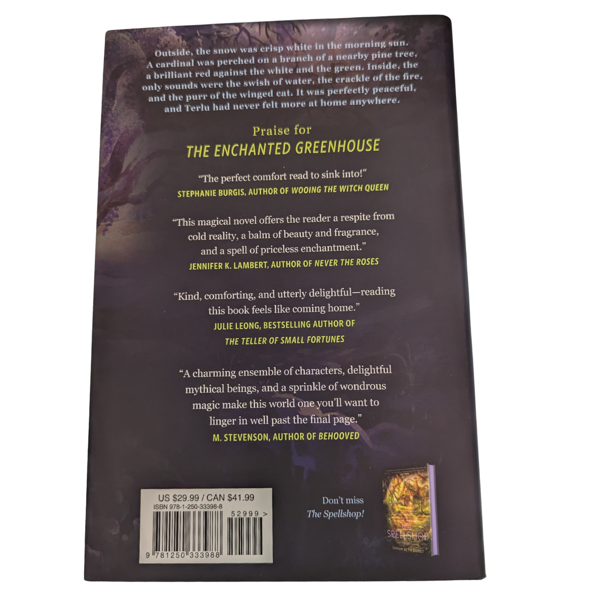 The Enchanted Greenhouse by Sarah Beth Durst deluxe hardcover with mint green sprayed edges