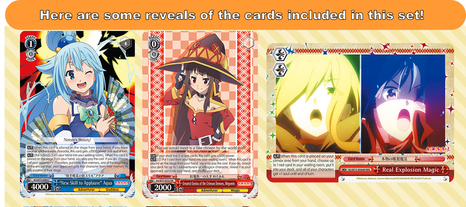 KONOSUBA Re:Edit Weiss Schwarz booster set card previews