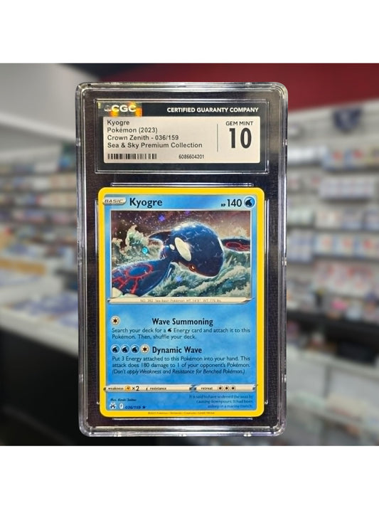 Kyogre 036/159 Crown Zenith CGC 10 GEM MINT Pokémon Card Sea & Sky Premium Collection 2023