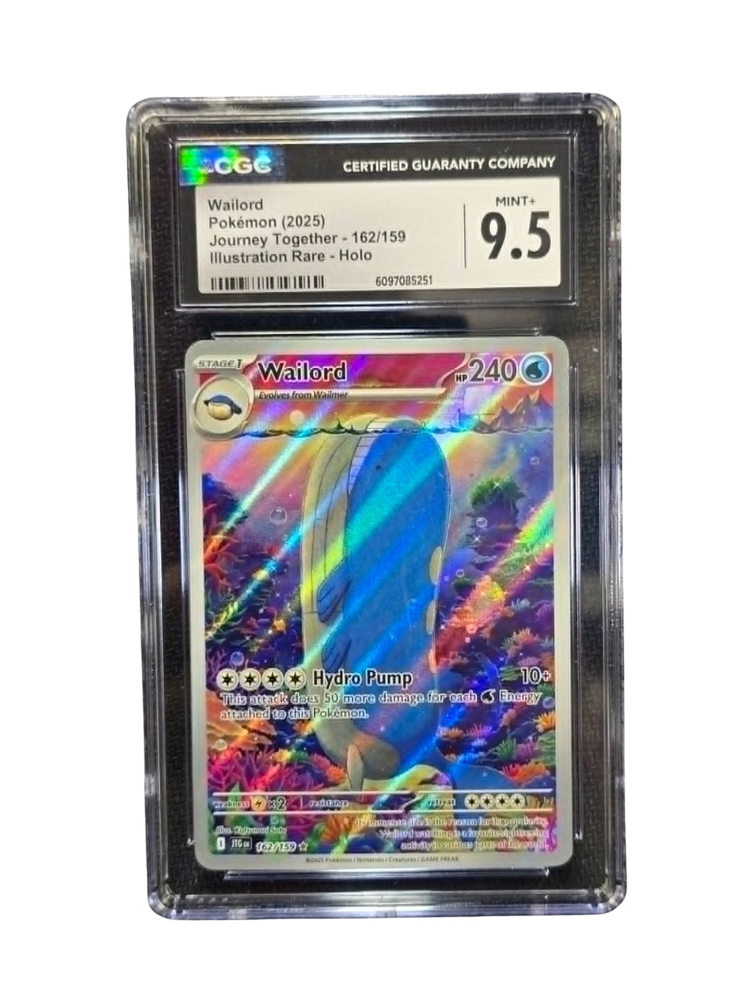 Wailord 162/159 Illustration Rare CGC 9.5 Mint+ Journey Together Pokémon Card 2025 Holo