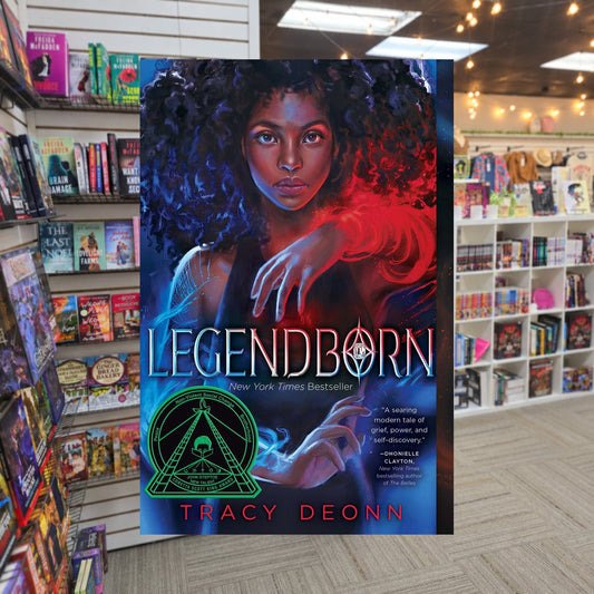 Legendborn The Legendborn Cycle #1 by Tracy Deonn — actual cover on The Perk bookstore background