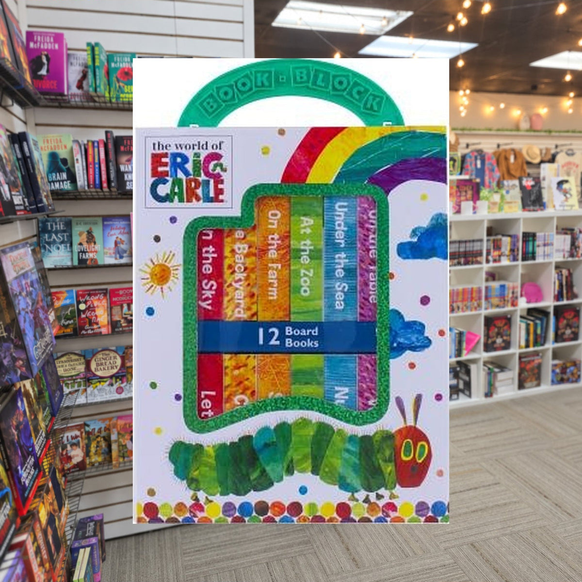 Book Block Deluxe My First Library by Eric Carle — actual cover on The Perk bookstore background