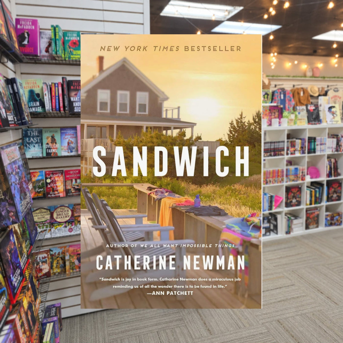 Sandwich by Catherine Newman — actual cover on The Perk bookstore background