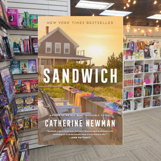 Sandwich by Catherine Newman — actual cover on The Perk bookstore background