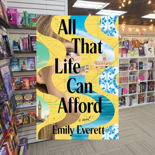 All That Life Can Afford by Emily Everett — actual cover on The Perk bookstore background