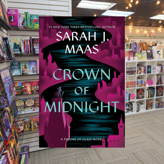 Crown of Midnight by Sarah J. Maas — actual cover on The Perk bookstore background