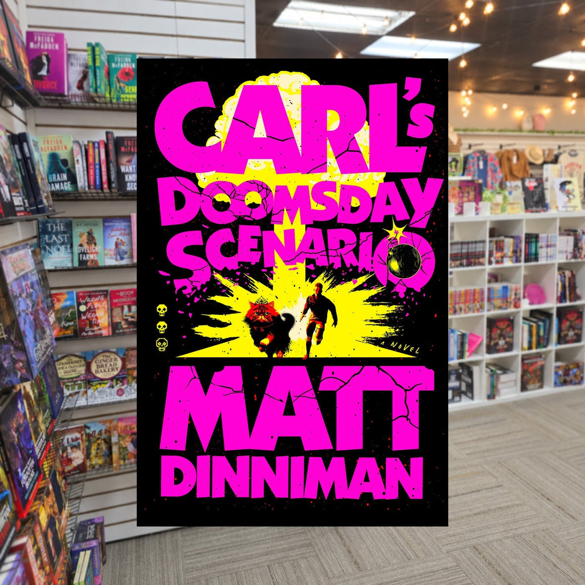 Carl's Doomsday Scenario by Matt Dinniman — actual cover on The Perk bookstore background