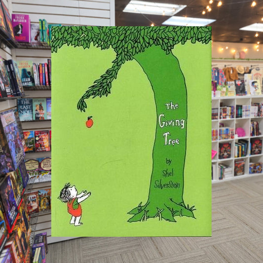 The Giving Tree by Shel Silverstein — actual cover on The Perk bookstore background