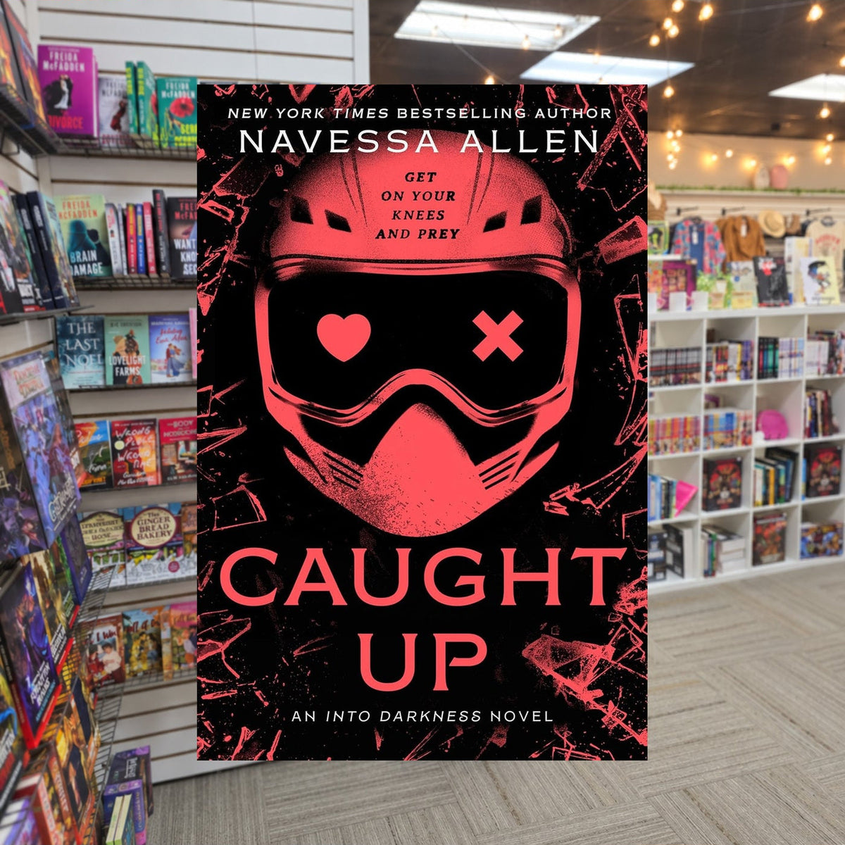 Caught Up by Navessa Allen — actual cover on The Perk bookstore background