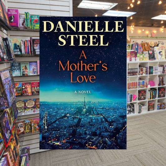 A Mother's Love by Danielle Steel — actual cover on The Perk bookstore background