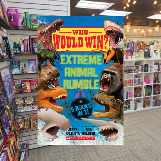 Extreme Animal Rumble by Jerry Pallotta — actual cover on The Perk bookstore background