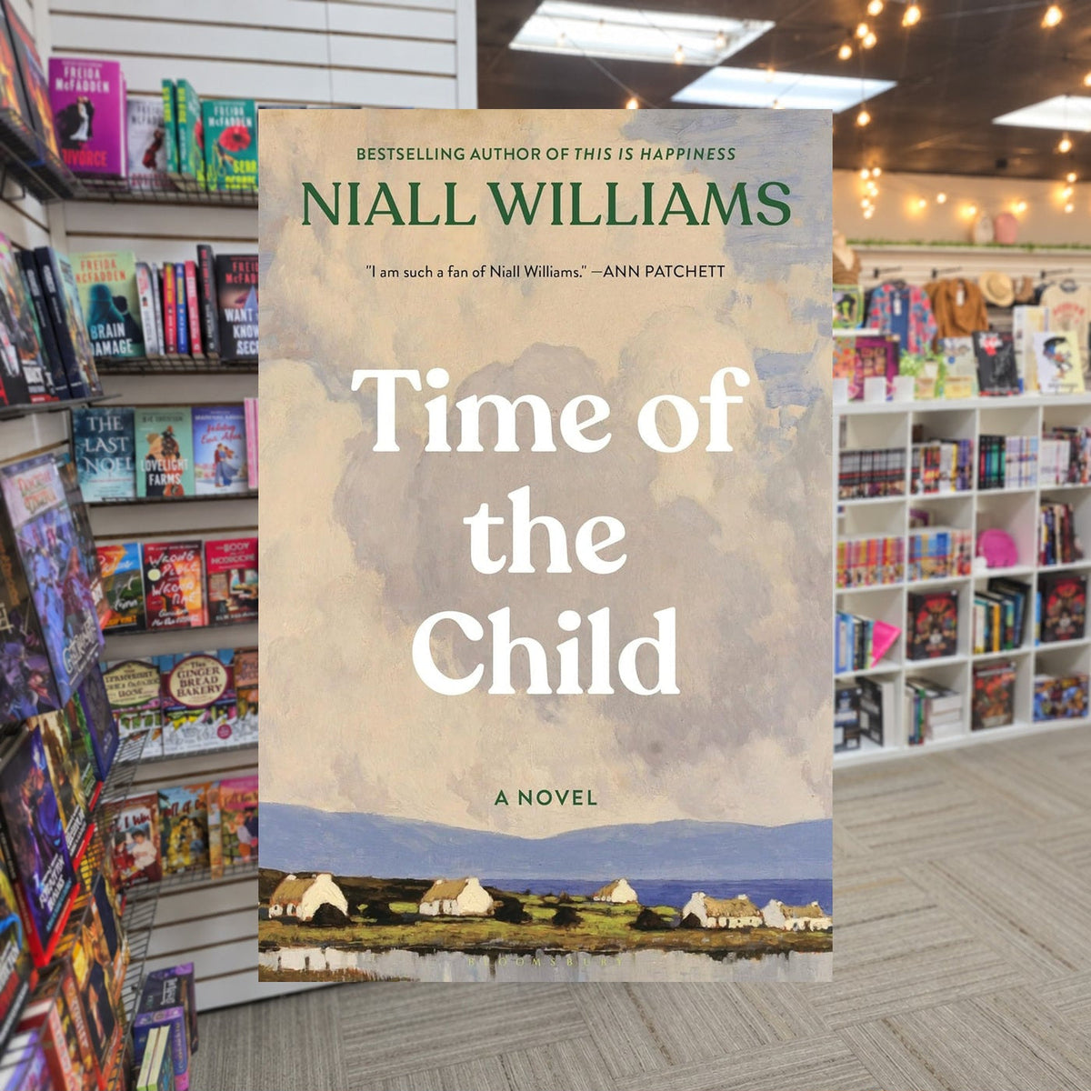 Time of the Child by Niall Williams — actual cover on The Perk bookstore background
