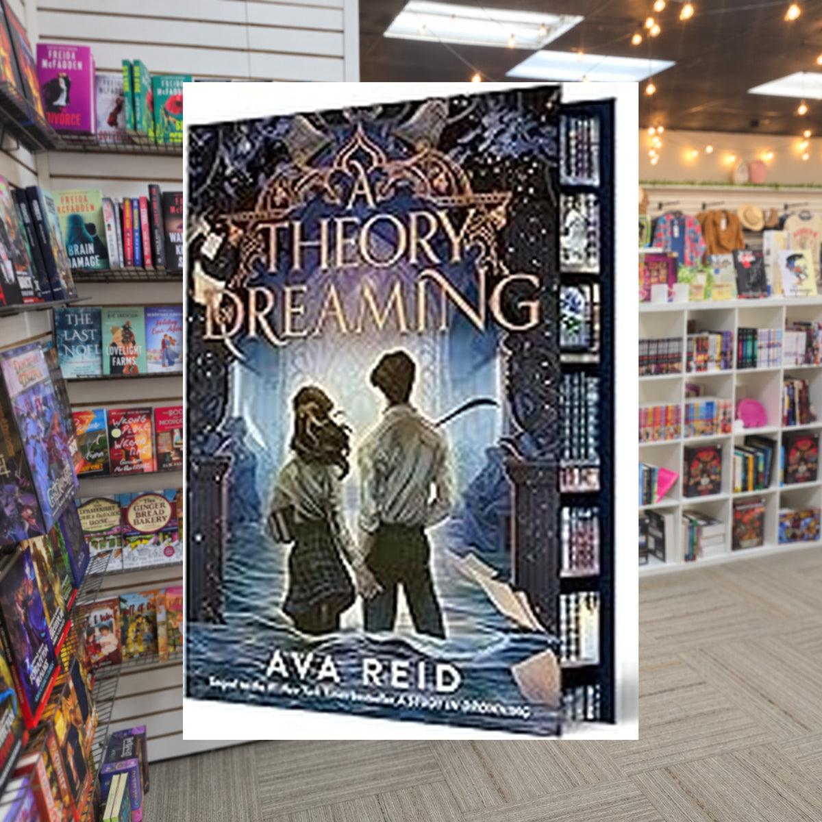 A Study in Drowning #2: A Theory of Dreaming by Ava Reid — actual cover on The Perk bookstore background