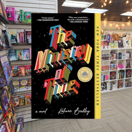 The Ministry of Time — actual cover on The Perk bookstore background