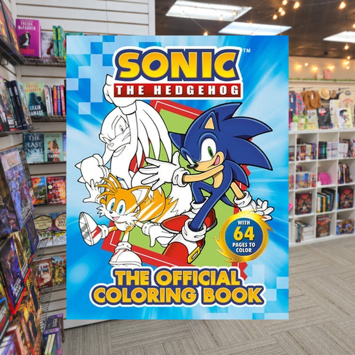 Sonic the Hedgehog: The Official Coloring Book by Penguin Young Readers Licenses — actual cover on The Perk bookstore background