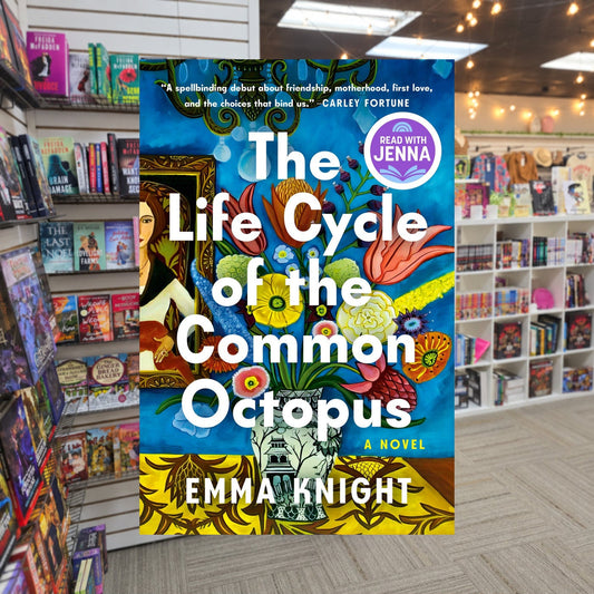 The Life Cycle of the Common Octopus by Emma Knight — actual cover on The Perk bookstore background