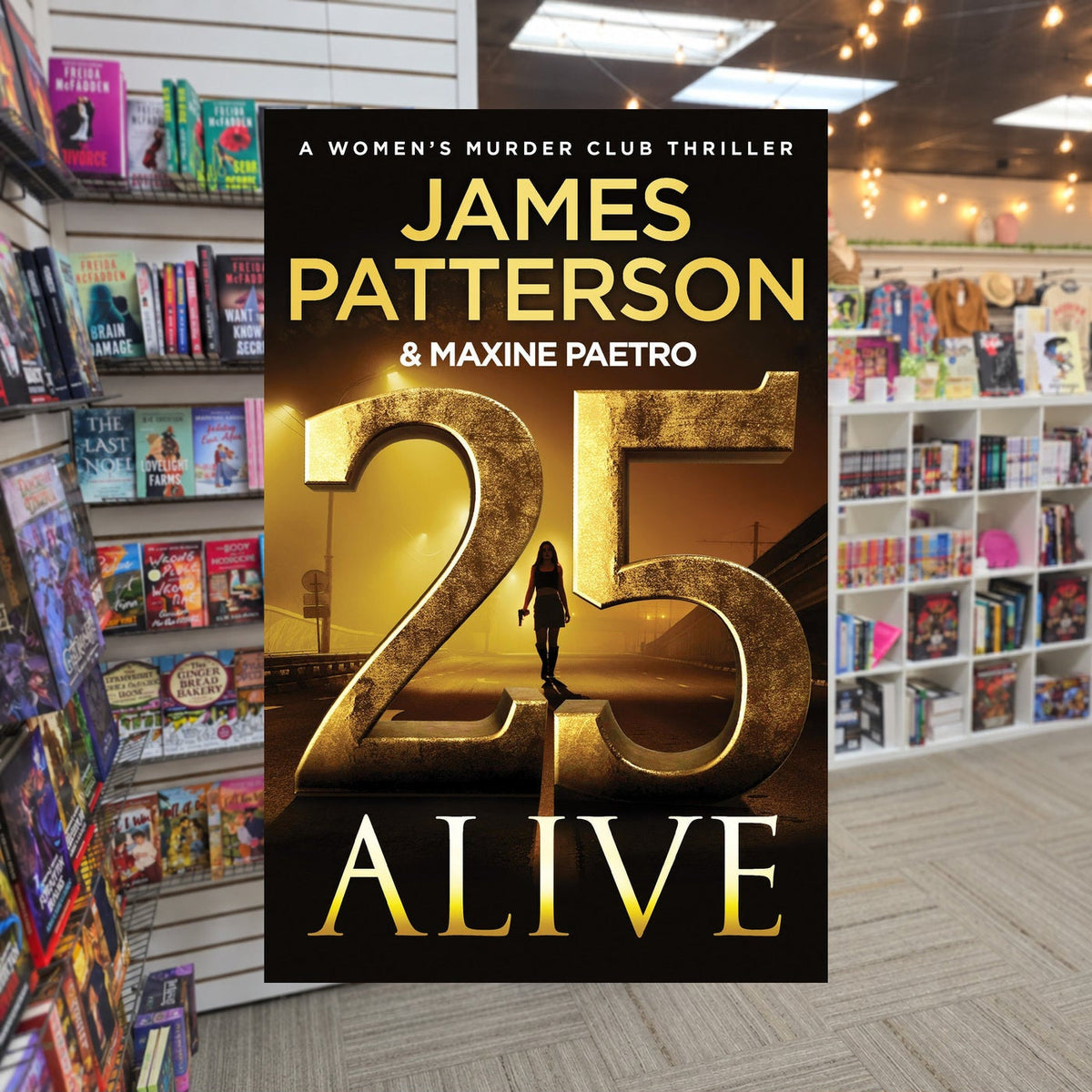 25 Alive by James Patterson — actual cover on The Perk bookstore background
