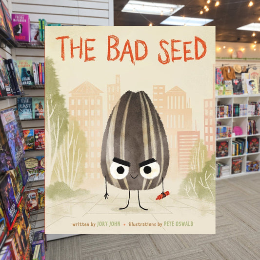 The Bad Seed by Jory John — actual cover on The Perk bookstore background