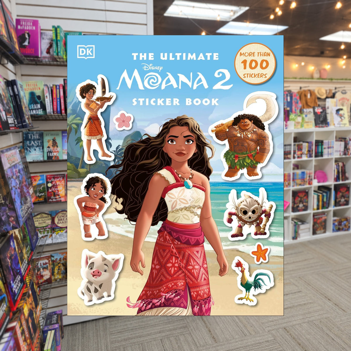Disney Moana 2 Ultimate Sticker Book by Ruth Amos — actual cover on The Perk bookstore background