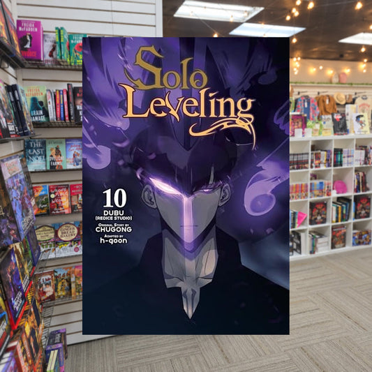 Solo Leveling, Vol. 10 by Chugong — actual cover on The Perk bookstore background