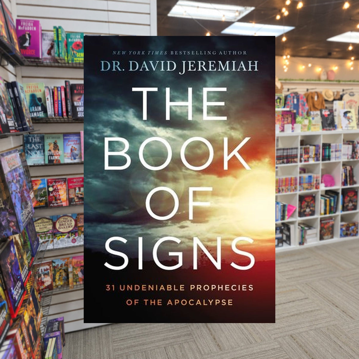 The Book of Signs by Dr. David Jeremiah — actual cover on The Perk bookstore background