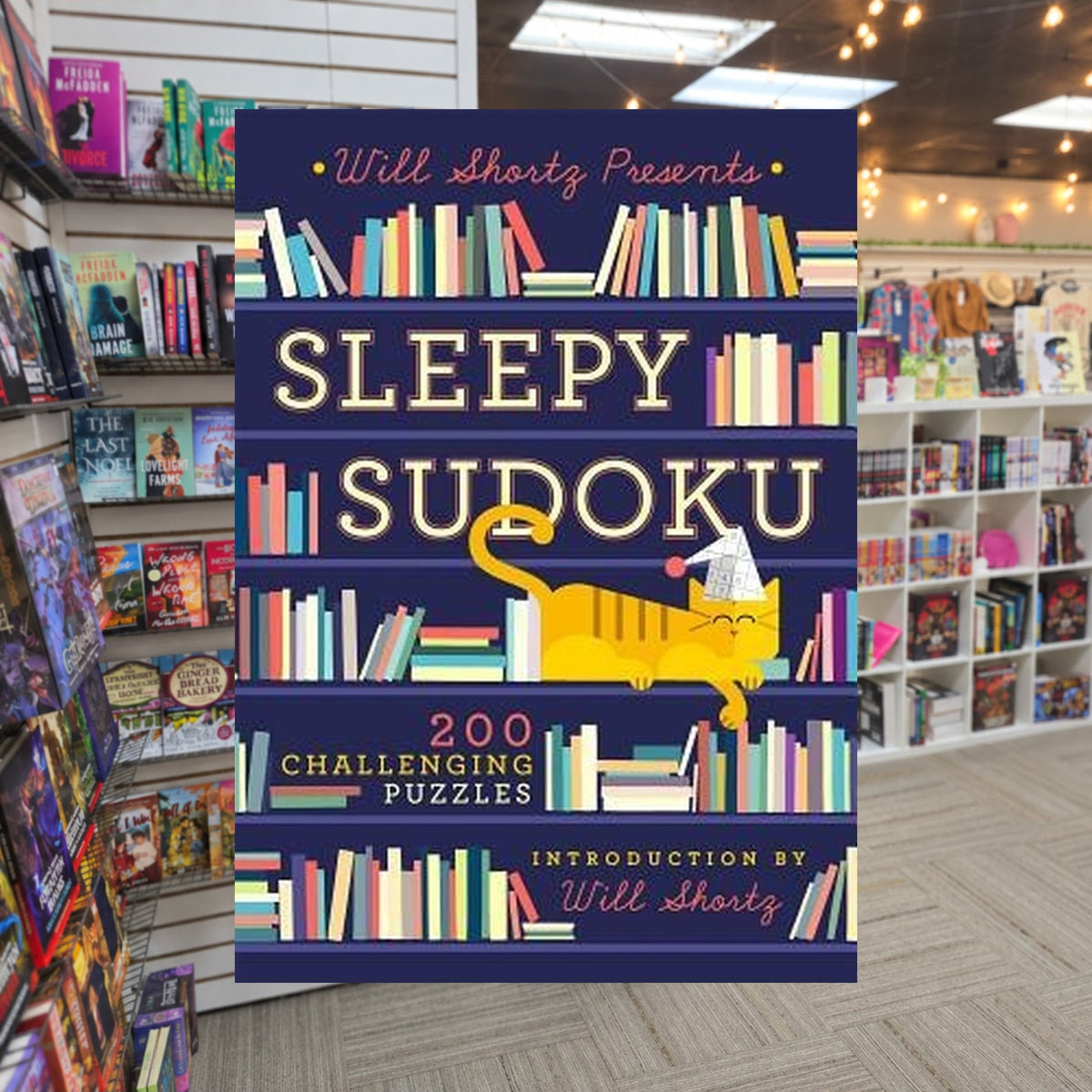 Will Shortz Presents Sleepy Sudoku: 200 Easy to Hard Puzzles by Will Shortz — actual cover on The Perk bookstore background