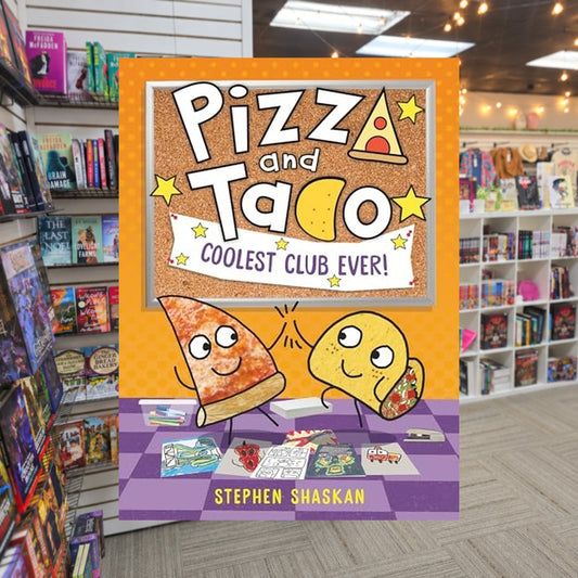 Coolest Club Ever! by Stephen Shaskan — actual cover on The Perk bookstore background