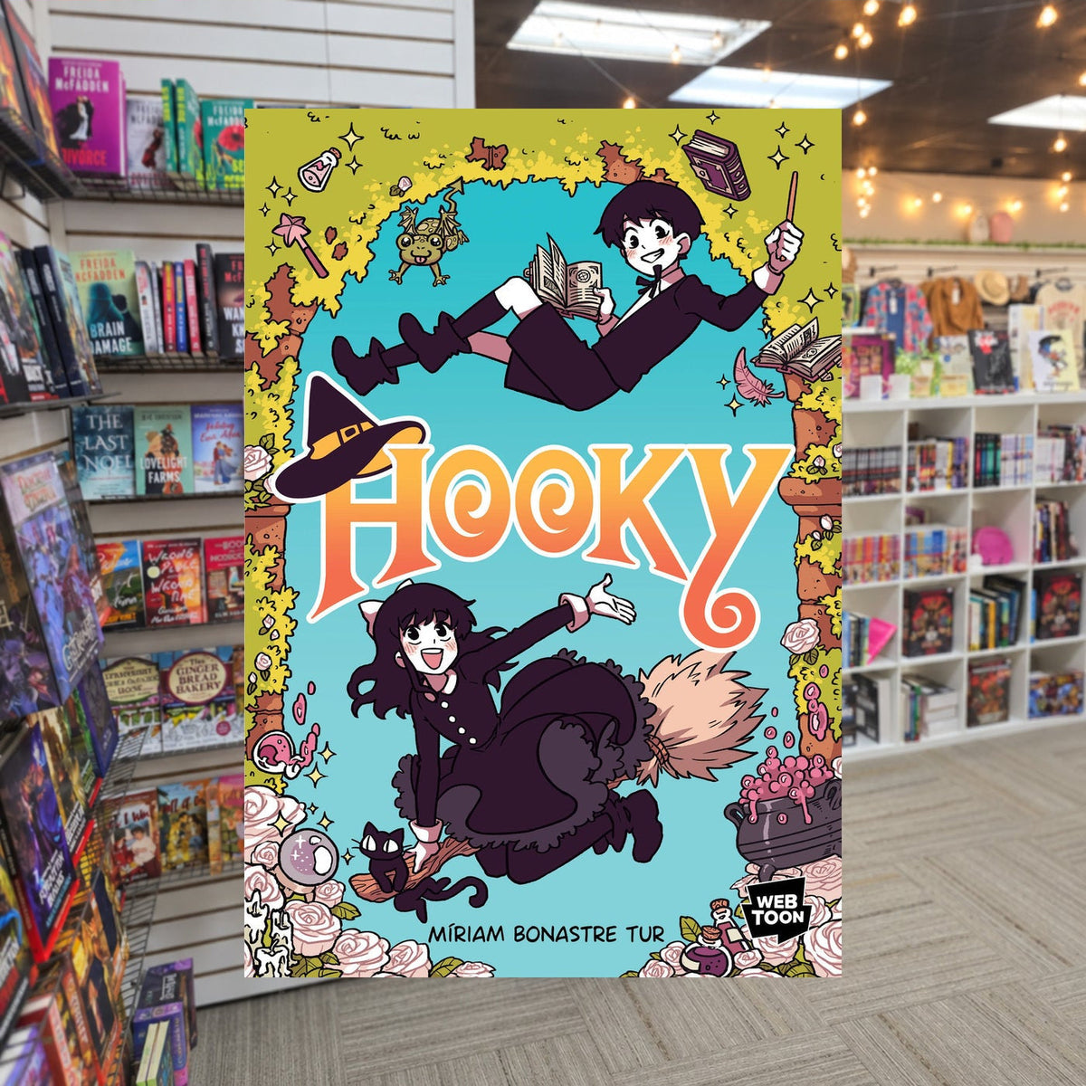 Hooky Volume 1 by Míriam Bonastre Tur — actual cover on The Perk bookstore background