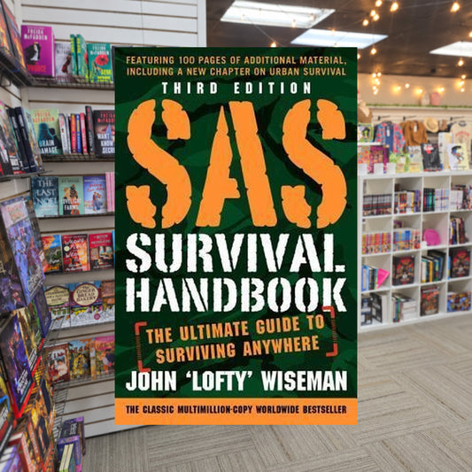 SAS Survival Handbook: The Ultimate Guide to Surviving Anywhere by John Wiseman — actual cover on The Perk bookstore background