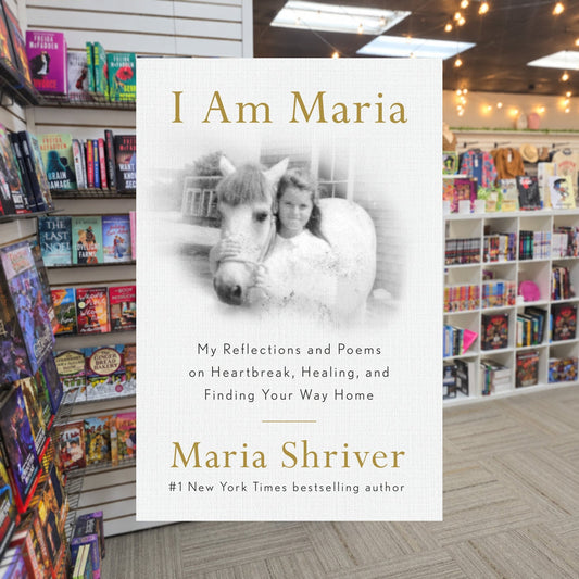 I Am Maria by Maria Shriver — actual cover on The Perk bookstore background