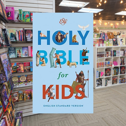 ESV Holy Bible for Kids — actual cover on The Perk bookstore background