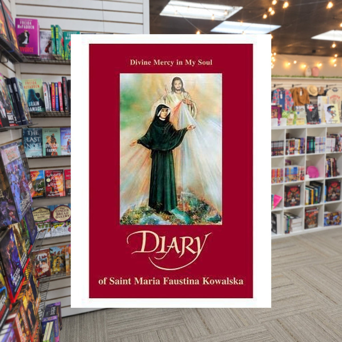 Divine Mercy in My Soul by Maria Faustyna Kowalska — actual cover on The Perk bookstore background