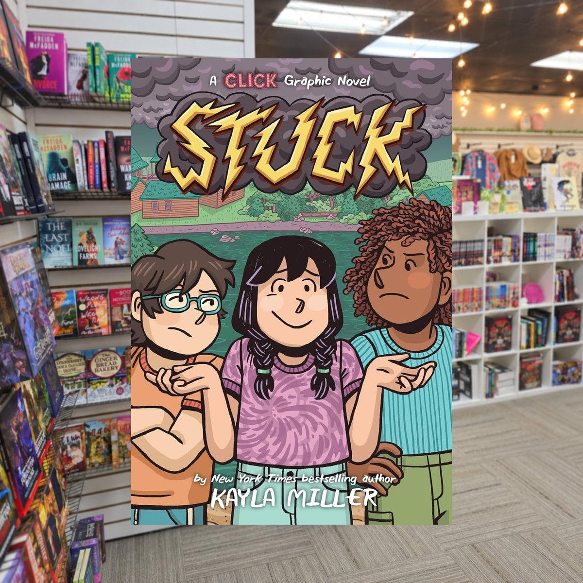 Stuck by Kayla Miller — actual cover on The Perk bookstore background