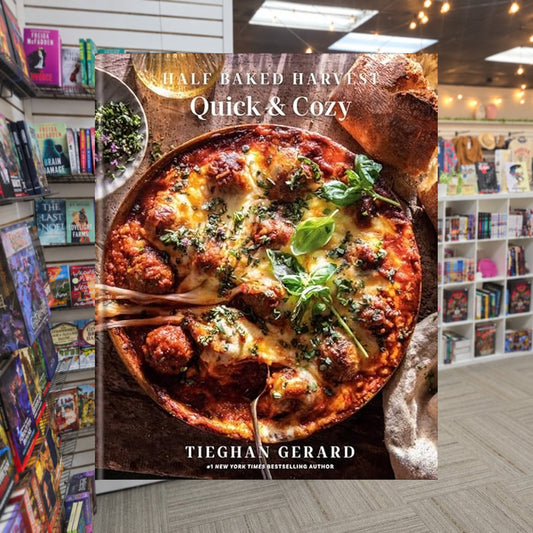 Half Baked Harvest Quick and Cozy: A Cookbook — actual cover on The Perk bookstore background