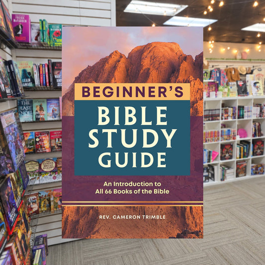 The Beginner's Bible Study Guide by Cameron Trimble — actual cover on The Perk bookstore background