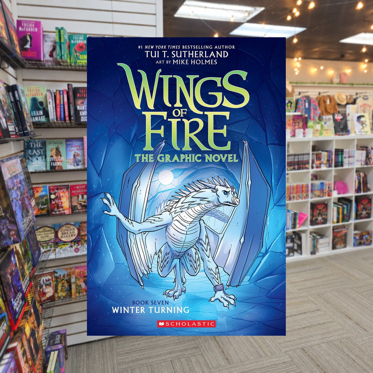 Winter Turning by Tui T. Sutherland — actual cover on The Perk bookstore background