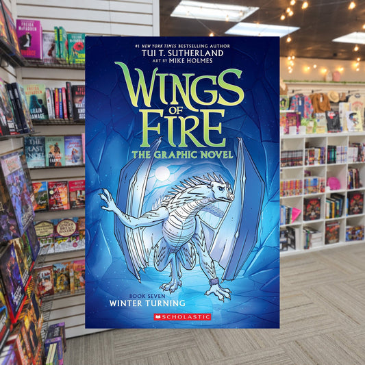 Winter Turning by Tui T. Sutherland — actual cover on The Perk bookstore background