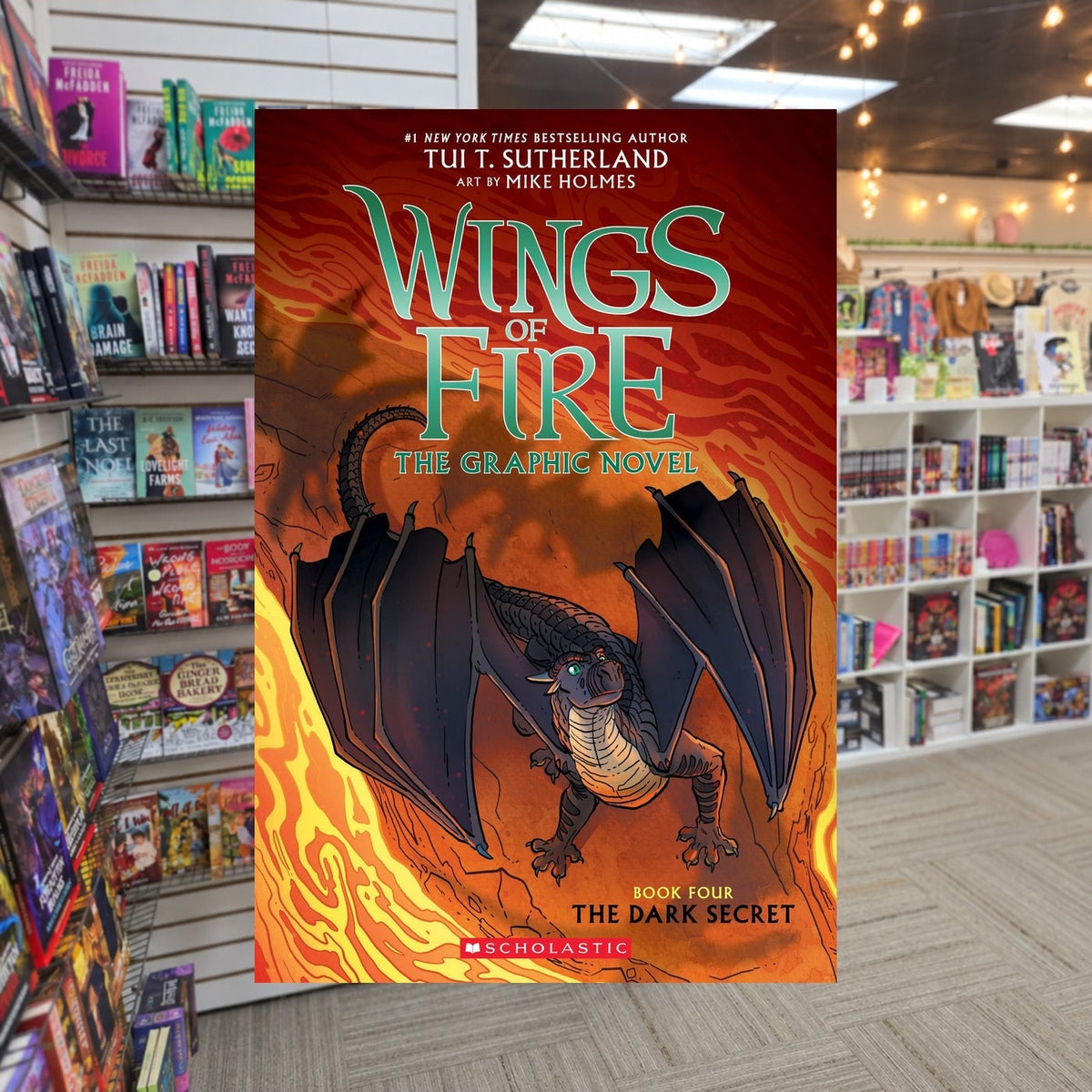 The Dark Secret by Tui T. Sutherland — actual cover on The Perk bookstore background