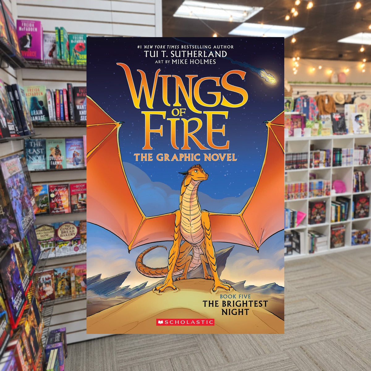 The Brightest Night by Tui T. Sutherland — actual cover on The Perk bookstore background
