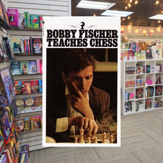 Bobby Fischer Teaches Chess by Bobby Fischer — actual cover on The Perk bookstore background