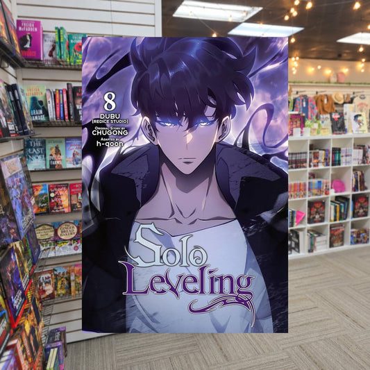 Solo Leveling, Vol. 8 by Chugong — actual cover on The Perk bookstore background