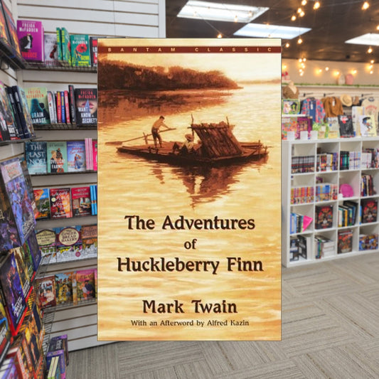 Adventures of Tom and Huck #2 The Adventures of Huckleberry Finn by Mark Twain, Alfred Kazin (Afterword) — actual cover on The Perk bookstore background