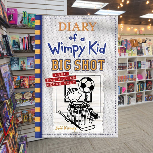 Diary of a Wimpy Kid: Big Shot by Jeff Kiney — actual cover on The Perk bookstore background