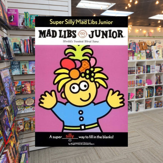Super Silly Mad Libs Junior: World's Greatest Word Game by Roger Price — actual cover on The Perk bookstore background