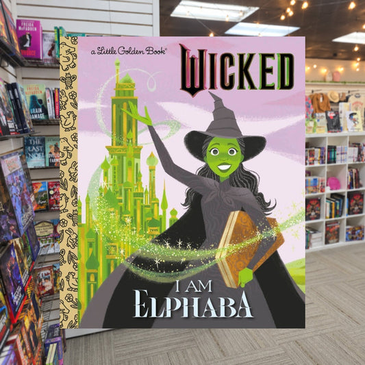 I Am Elphaba by Mary Man-Kong — actual cover on The Perk bookstore background