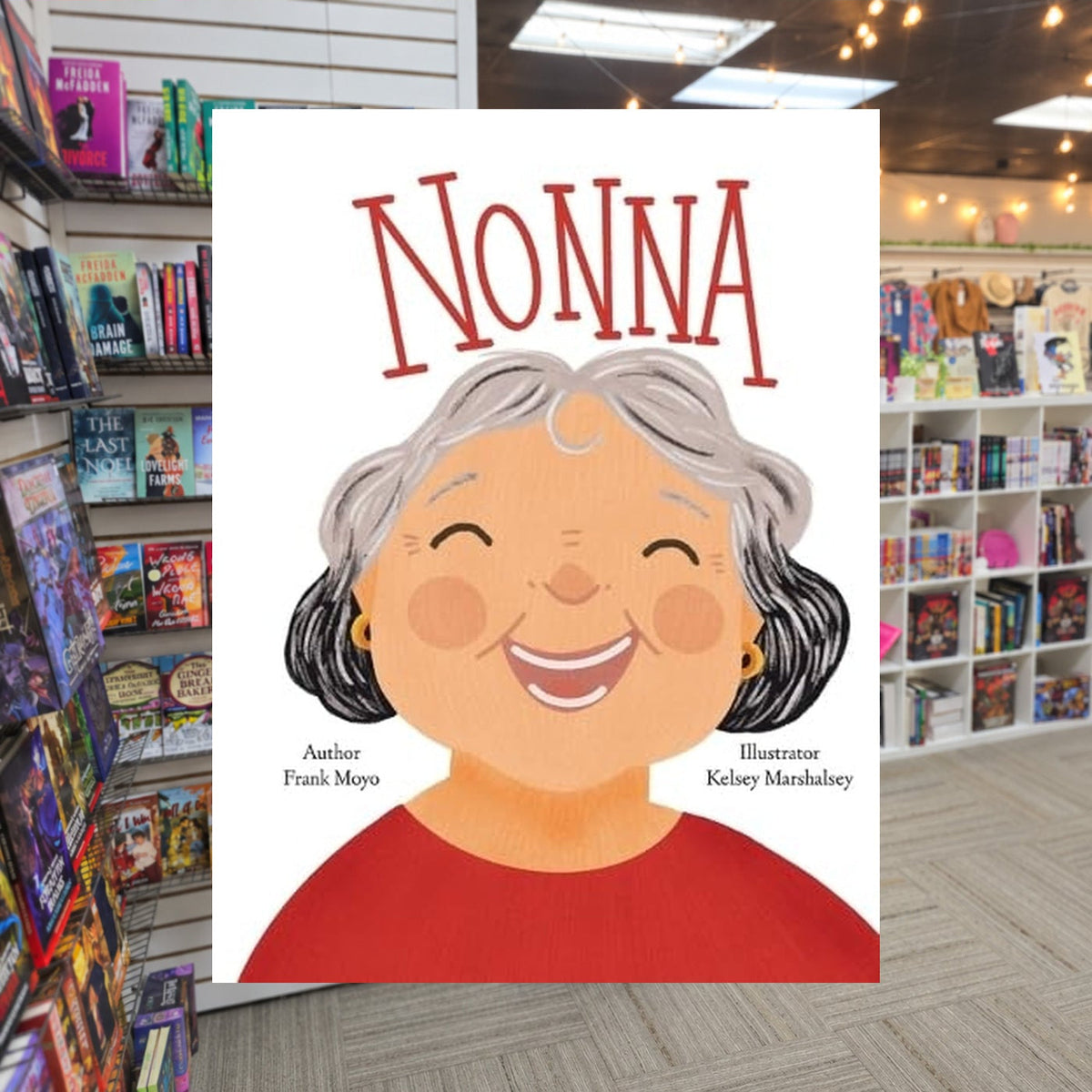 Nonna by Frank Moyo, Kelsey Marshalsey (Illustrator) — actual cover on The Perk bookstore background