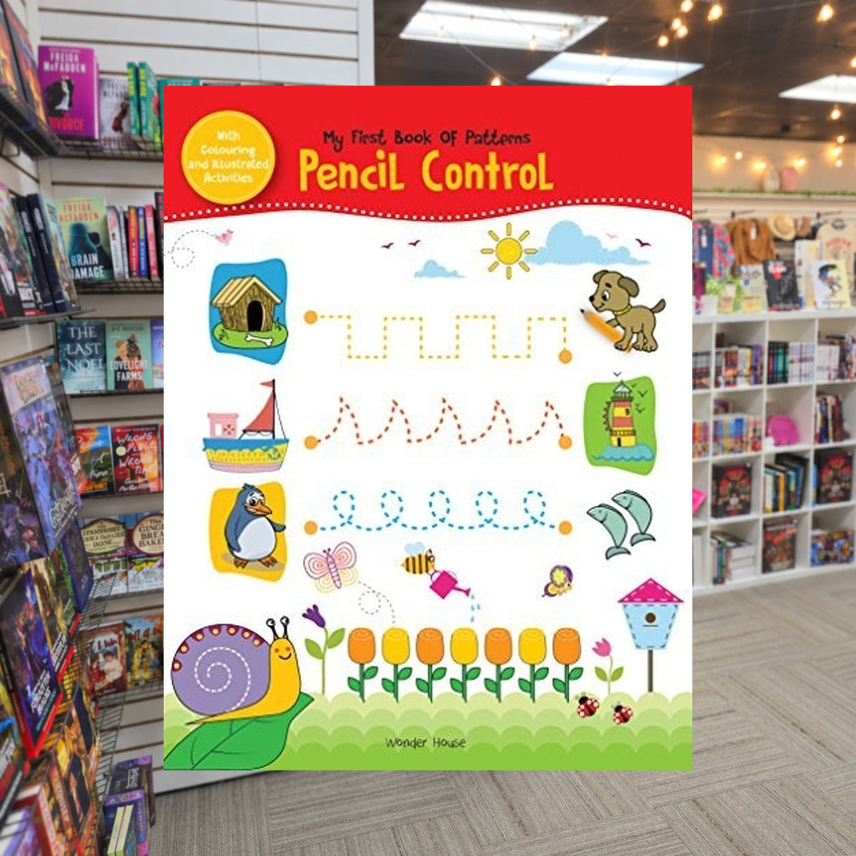 My First Book of Patterns: Pencil Control by Wonder House Books — actual cover on The Perk bookstore background