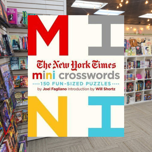 NYT Mini Crosswords by Joel Fagliano — actual cover on The Perk bookstore background