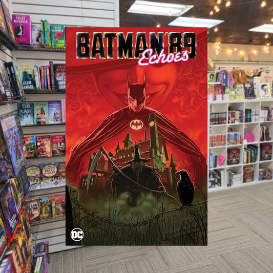 Batman '89: Echoes — actual cover on The Perk bookstore background