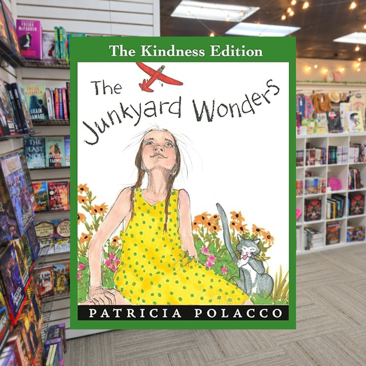 The Junkyard Wonders by Patricia Polacco — actual cover on The Perk bookstore background